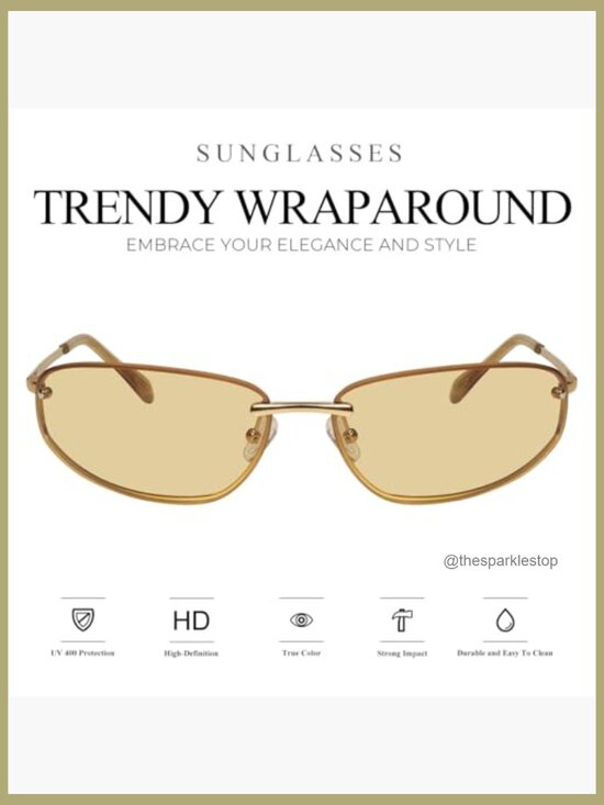 Metal Frame Y2K Retro Sunglasses UV400 Protection Wrap Around main image 6